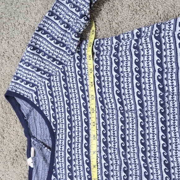Roxy Open Back Sweater Top Kangaroo Pocket Size Med Navy Blue White Wave Print - Picture 9 of 14